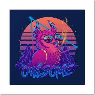 Owlsome - Owl Awesome Bird Retrowave 80s Posters and Art